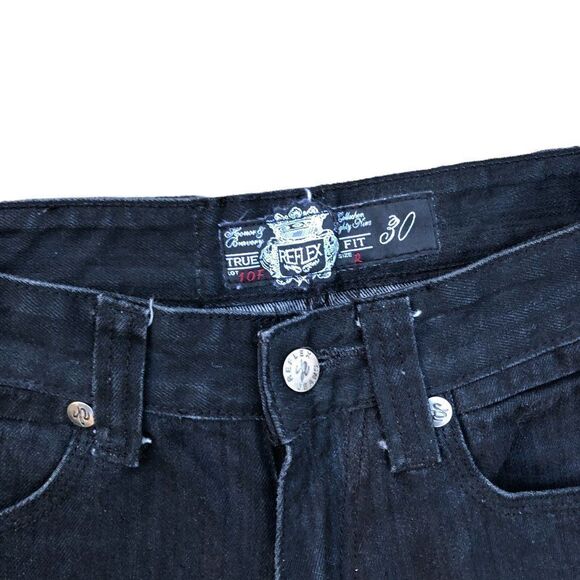 REFLEX Embroidered Jeans Size 30 Black - Picture 6 of 8